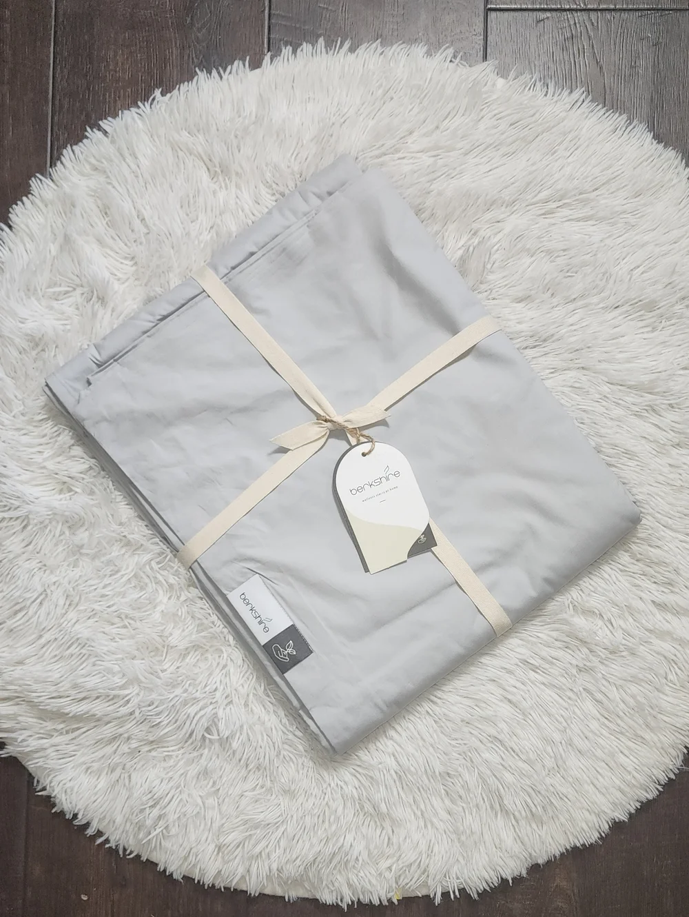 NEW! Berkshire 100% Organic Percale Cotton Duvet Set Full/Queen - Light Grey